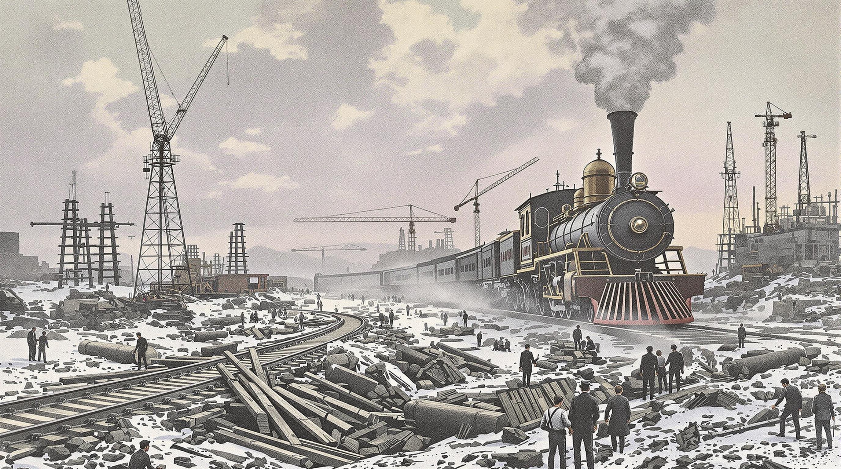 Кто из русских поэтов описал строительство железной дороги?